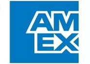 American Express with a blue background